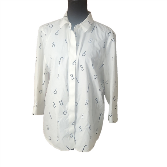 Chico's Tops - Chicos alphabet print button down, size XLarge (size 3)